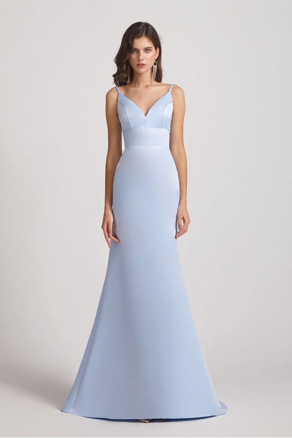 Spaghetti Straps Sheath V-Neck Satin Bridesmaid Dresses Canada
