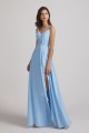 Straps V-Neck Chiffon Bridesmaid Dresses with Waist Knot and Side Slit Canada