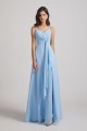 Straps V-Neck Chiffon Bridesmaid Dresses with Waist Knot and Side Slit Canada