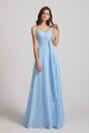 Straps V-Neck Chiffon Bridesmaid Dresses with Waist Knot and Side Slit Canada