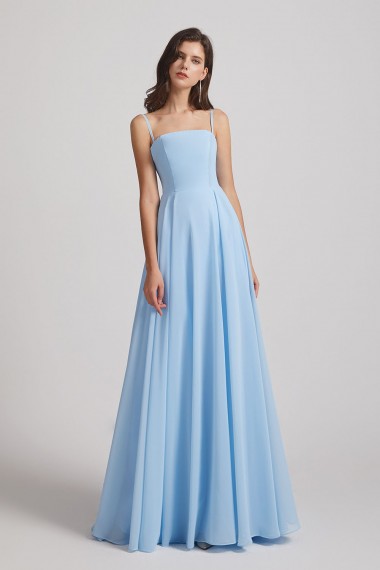 Ruched Spaghetti Straps Blue Chiffon Bridesmaid Dresses Canada