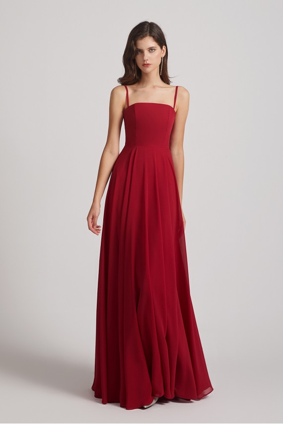 Spaghetti Straps A-Line Chiffon Pleated Bridesmaid Dresses Canada