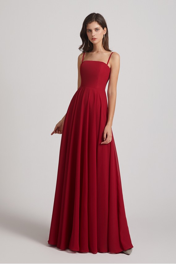 Spaghetti Straps A-Line Chiffon Pleated Bridesmaid Dresses Canada