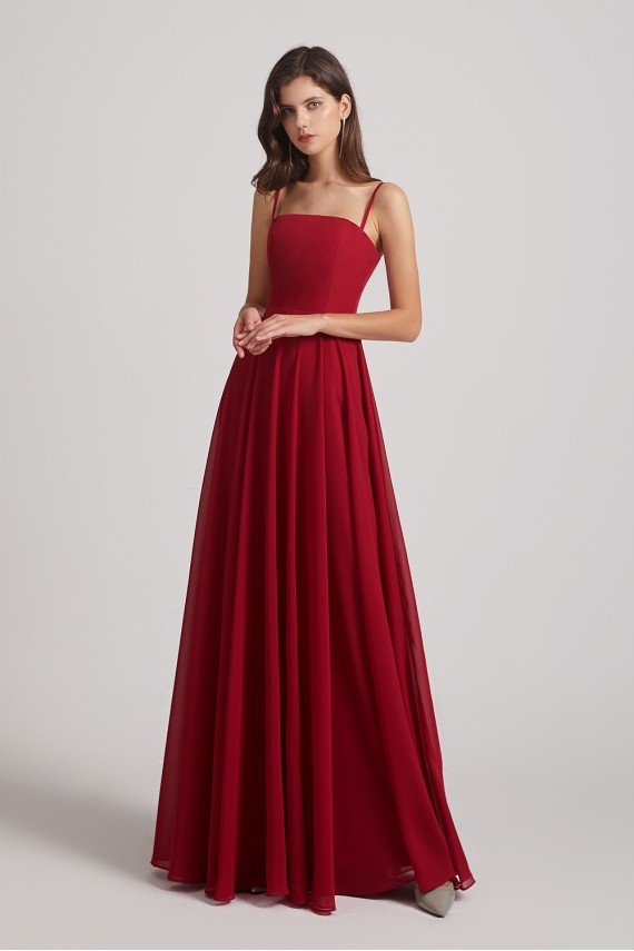 Spaghetti Straps A-Line Chiffon Pleated Bridesmaid Dresses Canada