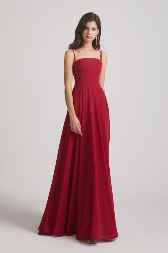 Spaghetti Straps A-Line Chiffon Pleated Bridesmaid Dresses Canada