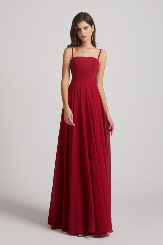 Spaghetti Straps A-Line Chiffon Pleated Bridesmaid Dresses Canada