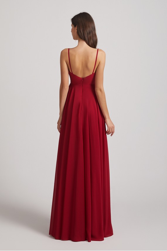 Spaghetti Straps A-Line Chiffon Pleated Bridesmaid Dresses Canada
