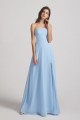 Strapless Chiffon Ruched Split Long Blue Bridesmaid Dresses Canada