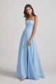 Strapless Chiffon Ruched Split Long Blue Bridesmaid Dresses Canada