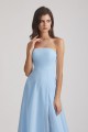 Strapless Chiffon Ruched Split Long Blue Bridesmaid Dresses Canada
