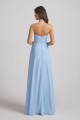 Strapless Chiffon Ruched Split Long Blue Bridesmaid Dresses Canada