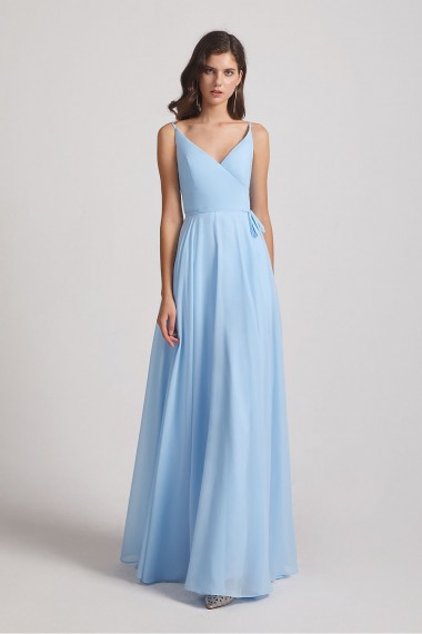 Spaghetti Straps V-Neck Faux Wrap Chiffon Maxi Dresses Canada