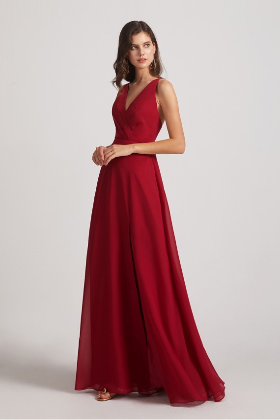 V-Neck Pleated Chiffon Criss-cross Straps Bridesmaid Dresses Canada