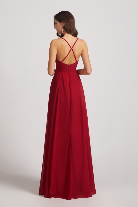 V-Neck Pleated Chiffon Criss-cross Straps Bridesmaid Dresses Canada