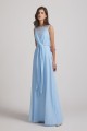 Bias Cut Tie-waist Bridesmaid Dresses with Illusion Boat Neckline and Overlay Canada