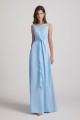 Bias Cut Tie-waist Bridesmaid Dresses with Illusion Boat Neckline and Overlay Canada