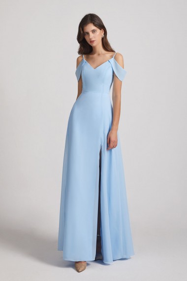 Light Sky Blue A-Line Cold Shoulder Chiffon Bridesmaid Dresses Canada