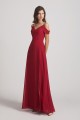 Chiffon Cold Shoulder V-Neck Bridesmaid Dresses with Slit Canada