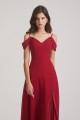 Chiffon Cold Shoulder V-Neck Bridesmaid Dresses with Slit Canada