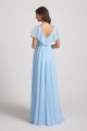 V-Neck Flutter Sleeve Long Chiffon Ruffles Bridesmaid Dresses Canada