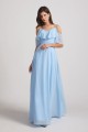 Flowy Chiffon Long Bohemian Cold Shoulder Bridesmaid Dresses Canada