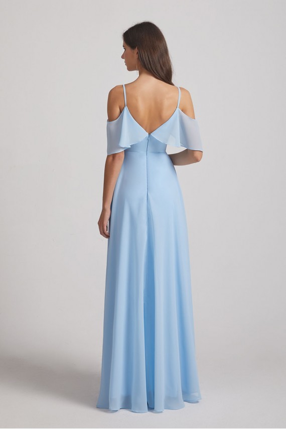 Flowy Chiffon Long Bohemian Cold Shoulder Bridesmaid Dresses Canada