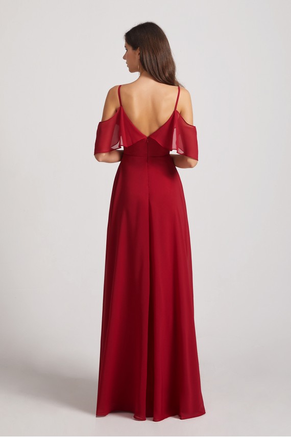 Cold Shoulder Chiffon Long Flowy Bridesmaid Dresses Canada