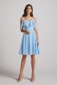 Cold Shoulder Flounce Blue Chiffon Short Bridesmaid Dresses Canada