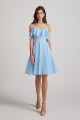 Cold Shoulder Flounce Blue Chiffon Short Bridesmaid Dresses Canada