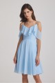 Cold Shoulder Flounce Blue Chiffon Short Bridesmaid Dresses Canada