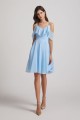 Cold Shoulder Flounce Blue Chiffon Short Bridesmaid Dresses Canada