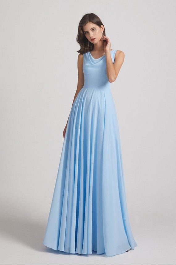Sleeveless Cowl Chiffon A-Line Bridesmaid Dresses Canada