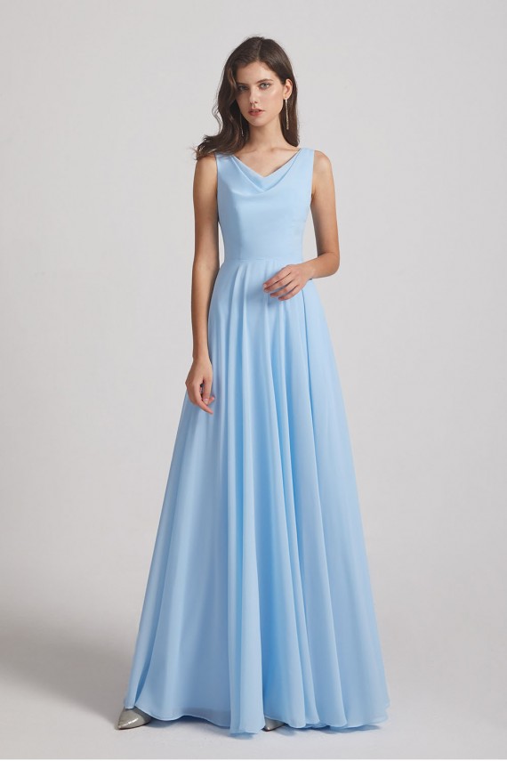 Sleeveless Cowl Chiffon A-Line Bridesmaid Dresses Canada