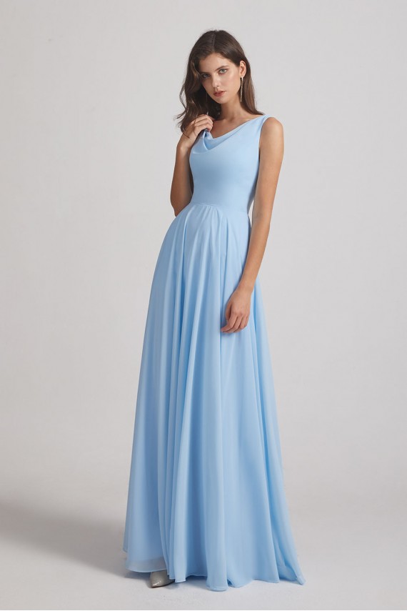 Sleeveless Cowl Chiffon A-Line Bridesmaid Dresses Canada