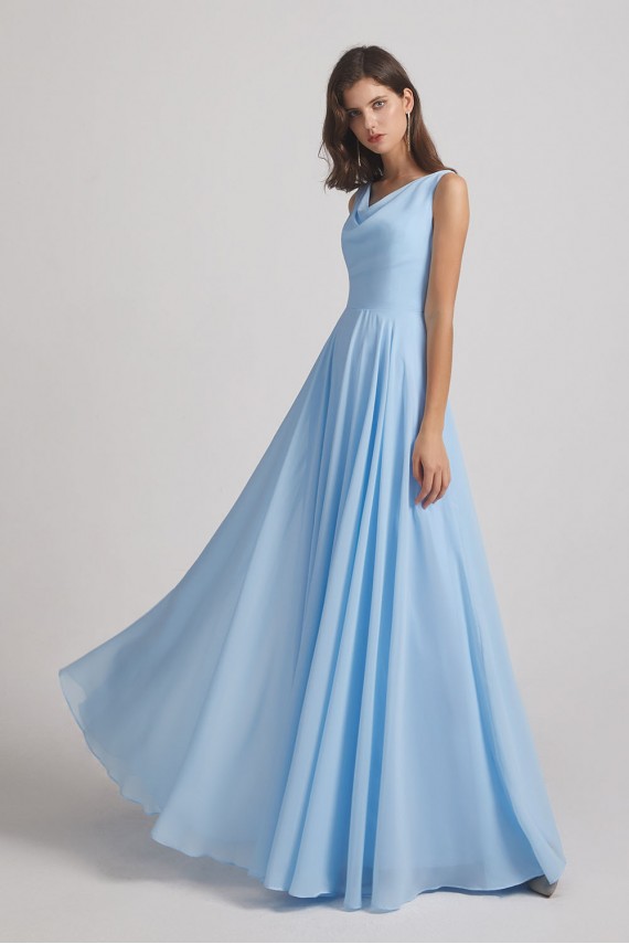 Sleeveless Cowl Chiffon A-Line Bridesmaid Dresses Canada