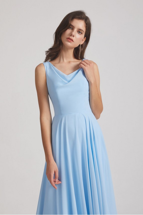 Sleeveless Cowl Chiffon A-Line Bridesmaid Dresses Canada