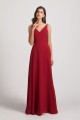 V-Neck Spaghetti Straps Chiffon Bridesmaid Dresses With Back Tie Canada