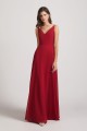 V-Neck Spaghetti Straps Chiffon Bridesmaid Dresses With Back Tie Canada