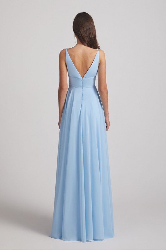 Deep V-Neck Chiffon Bridesmaid Dresses with Low Cut V Back Canada