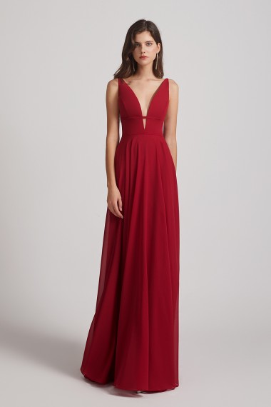 Straps Long Chiffon Plunging V-Neck Bridesmaid Dresses Canada