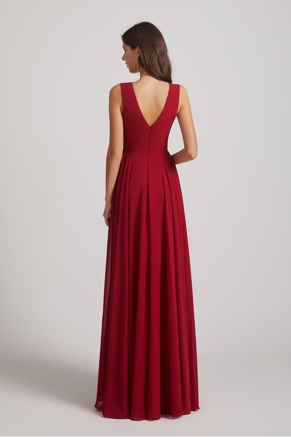 V-Neck Crinkle Sleeveless Chiffon Bridesmaid Dresses Canada