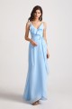 Maxi Wrap Singlet Bridesmaid Dresses with Tie Detail and Frills Canada