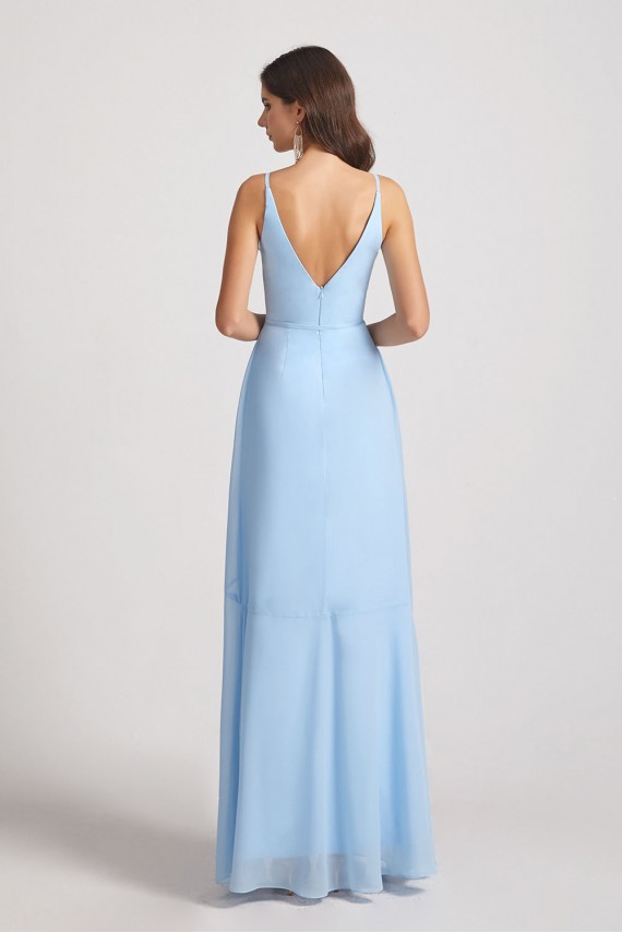 Maxi Wrap Singlet Bridesmaid Dresses with Tie Detail and Frills Canada