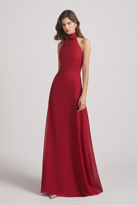 Backless High Neck Halter Chiffon Maxi Dresses Canada