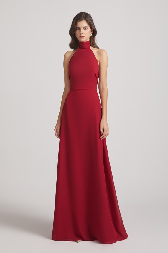 Backless High Neck Halter Chiffon Maxi Dresses Canada