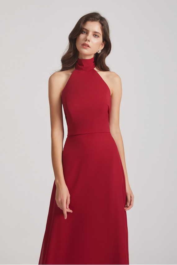 Backless High Neck Halter Chiffon Maxi Dresses Canada