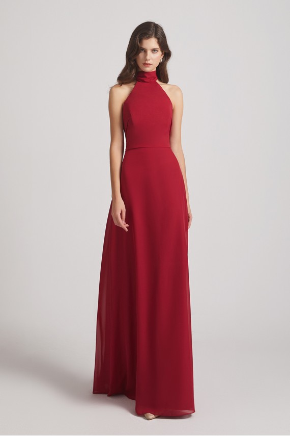 Backless High Neck Halter Chiffon Maxi Dresses Canada