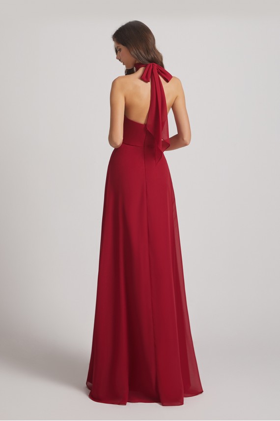 Backless High Neck Halter Chiffon Maxi Dresses Canada