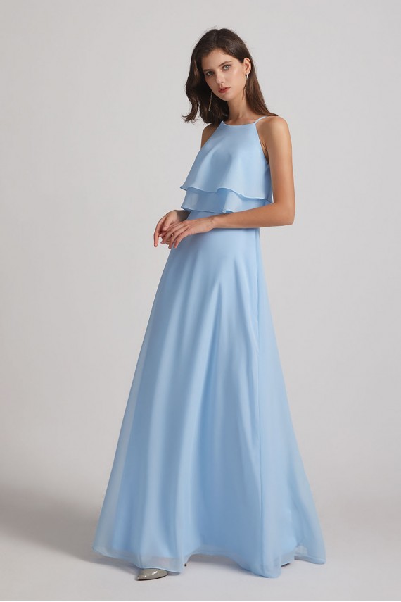 Jewel Ruffle Tiered Sleeveless Chiffon Maxi Dresses Canada