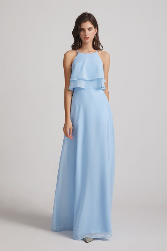 Jewel Ruffle Tiered Sleeveless Chiffon Maxi Dresses Canada